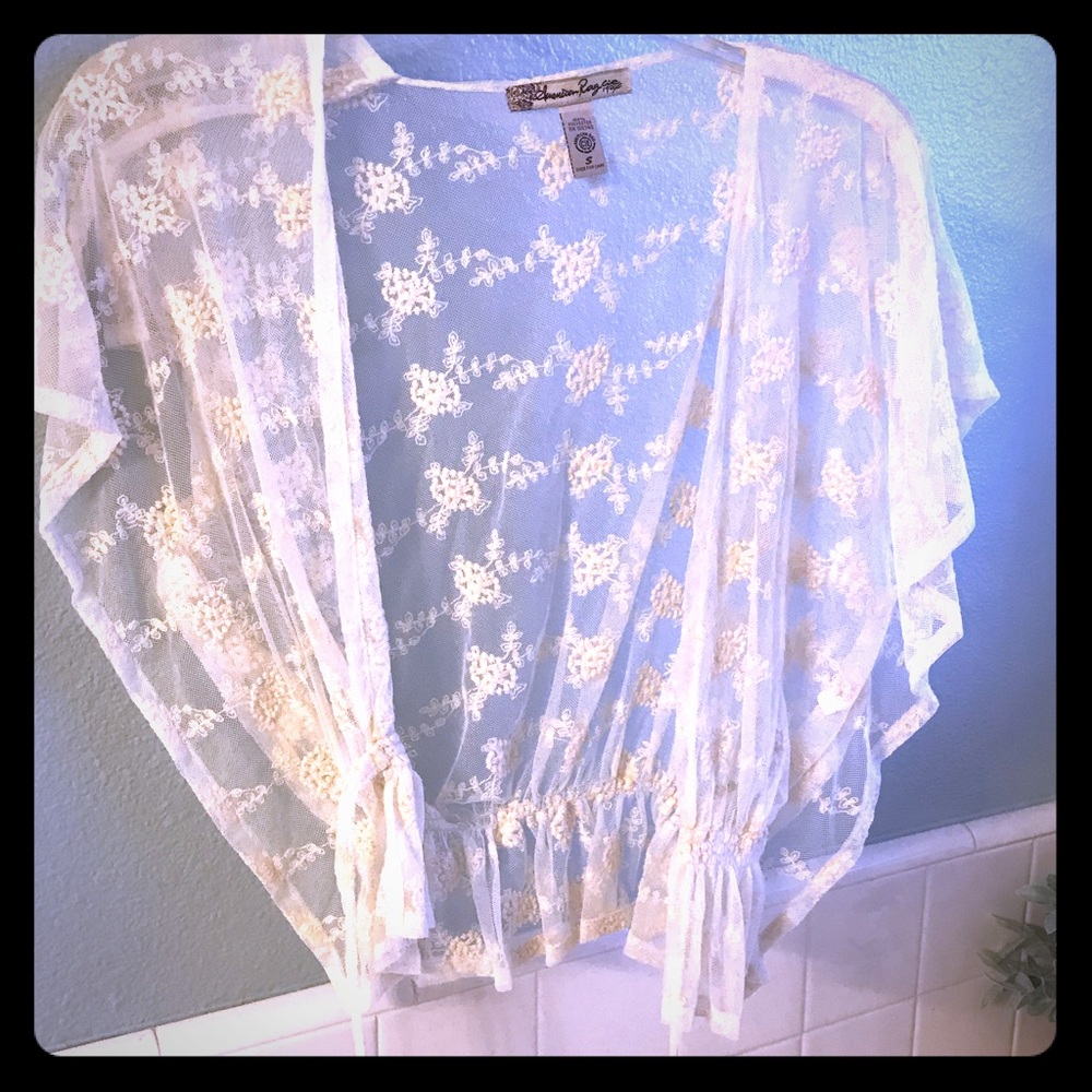American rag cream lace shrug